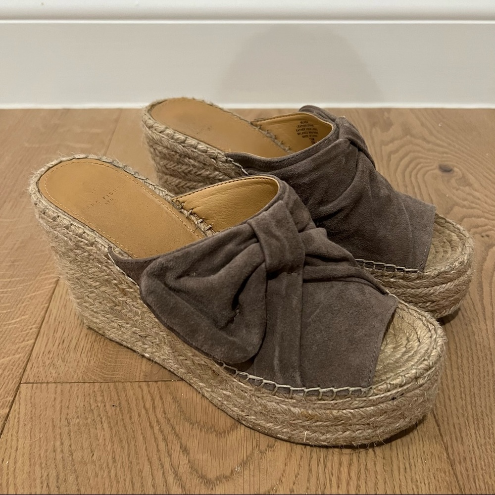 Marc Fisher Gray Bow Espadrille Wedges